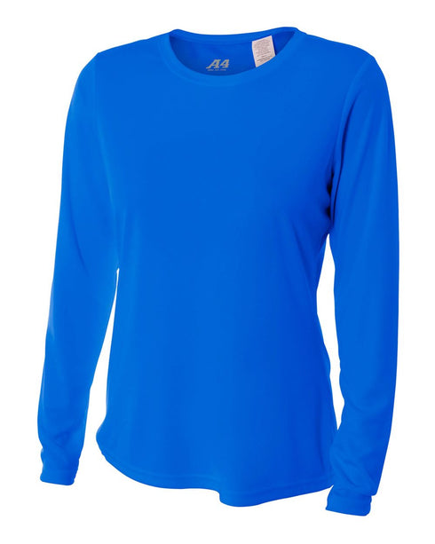 A4 Women's Long Sleeve Performance Crew, Sizes 2XL-4XL (NW3002), Color 'Royal'