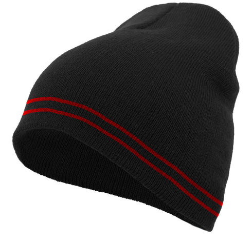 Pacific Headwear Basic Knit Beanie (601K), Color 'BlackRed'