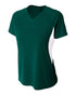 A4 Women's Color Block Performance V-Neck (NW3223), Color 'Forest/White'