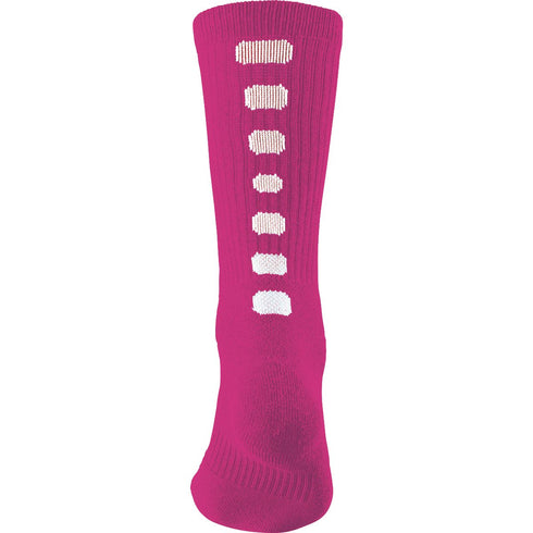 Augusta Sportswear Color Block Crew Sock (6091), Color 'Power Pink/White'