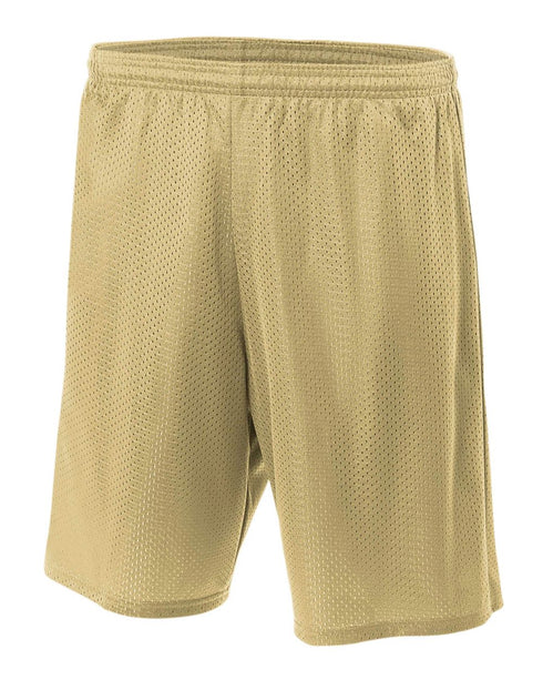 A4 Youth 6" Lined Tricot Mesh Short (NB5301), Color 'Vegas Gold'