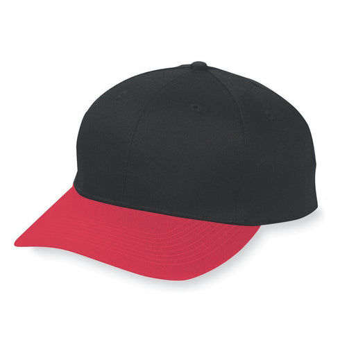 Augusta Sportswear Six-Panel Cotton Twill Low-Profile Cap (6204), Color 'Black/Red'