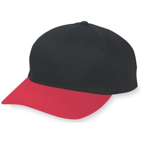Augusta Sportswear Youth Six-Panel Cotton Twill Low-Profile Cap (6206), Color 'Black/Red'