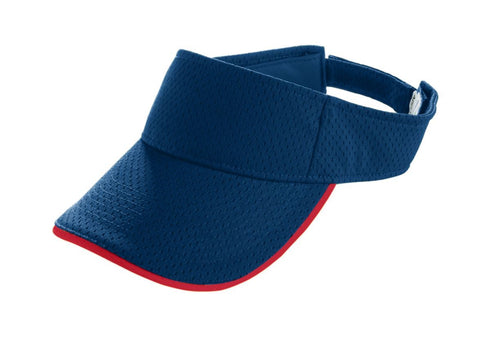Augusta Sportswear Youth Athletic Mesh Two-Color Visor (6224), Color 'Navy/Red'