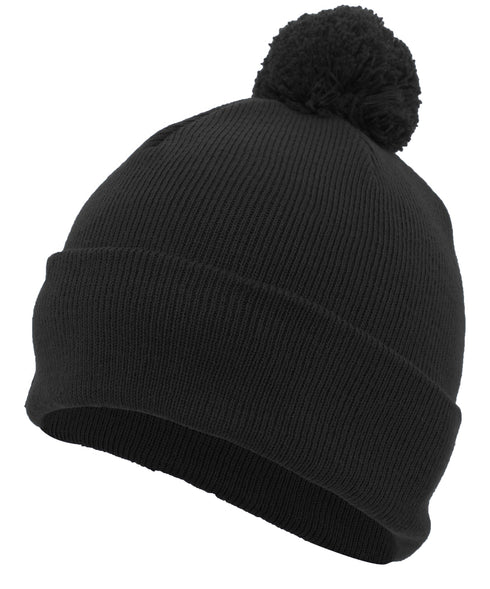 Pacific Headwear Knit Fold Over Pom-Pom Beanie (641K), Color 'Black'