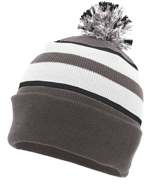Pacific Headwear Knit Fold Over Pom-Pom Beanie (641K), Color 'GraphiteWhiteBlack'