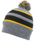 Pacific Headwear Knit Fold Over Pom-Pom Beanie (641K), Color 'HeatherBlackGold'