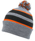 Pacific Headwear Knit Fold Over Pom-Pom Beanie (641K), Color 'HeatherBlackOrange'
