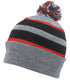 Pacific Headwear Knit Fold Over Pom-Pom Beanie (641K), Color 'HeatherBlackRed'
