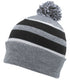 Pacific Headwear Knit Fold Over Pom-Pom Beanie (641K), Color 'HeatherBlackWhite'