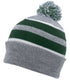 Pacific Headwear Knit Fold Over Pom-Pom Beanie (641K), Color 'HeatherDarkGreenWhite'