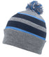 Pacific Headwear Knit Fold Over Pom-Pom Beanie (641K), Color 'HeatherNavyColumbiaBlue'