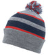 Pacific Headwear Knit Fold Over Pom-Pom Beanie (641K), Color 'HeatherNavyRed'