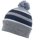 Pacific Headwear Knit Fold Over Pom-Pom Beanie (641K), Color 'HeatherNavyWhite'