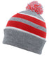 Pacific Headwear Knit Fold Over Pom-Pom Beanie (641K), Color 'HeatherRedWhite'