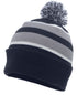 Pacific Headwear Knit Fold Over Pom-Pom Beanie (641K), Color 'NavySilverWhite'