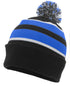 Pacific Headwear Knit Fold Over Pom-Pom Beanie (641K), Color 'BlackRoyalWhite'
