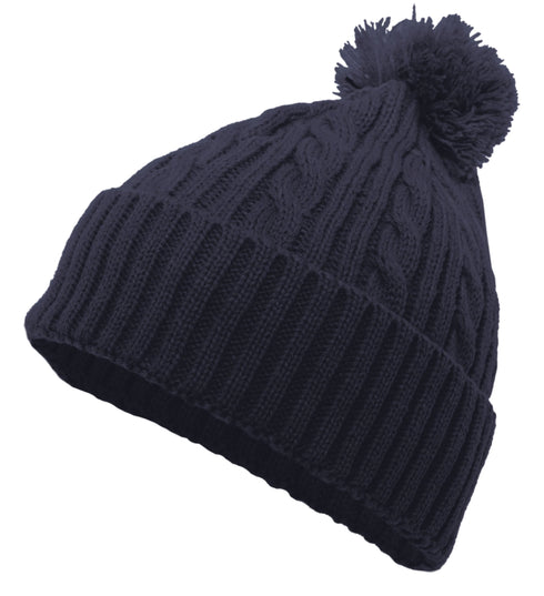 Pacific Headwear Cable Knit Pom-Pom Beanie (643K), Color 'Navy'