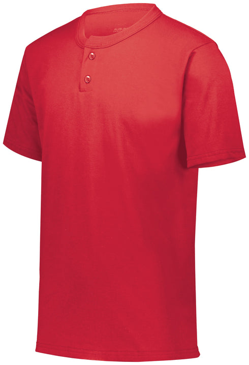 Augusta Sportswear Youth 2-Button Baseball Jersey (644-C), Color 'Red'