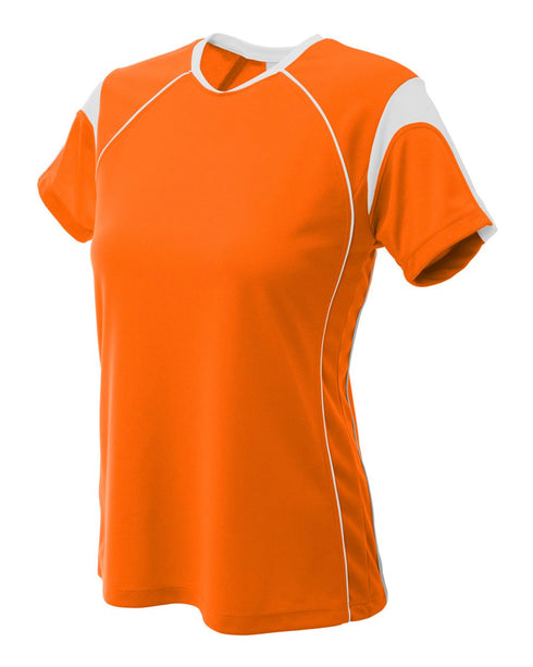 A4 Womens Color Blocked Pullover Top (NW3260), Color 'Orange/White'