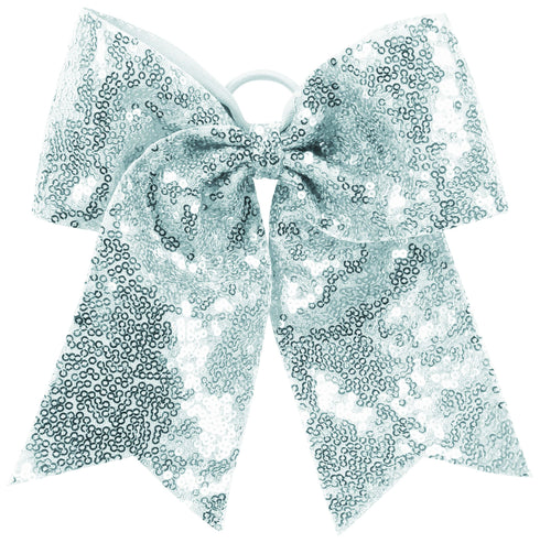 Augusta Sportswear Sequin Cheer Hair Bow (6702), Color 'Silver Grey'