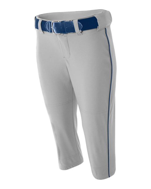 A4 Womens Softball Pant With Cording (NW6188), Color 'Gray/Navy'