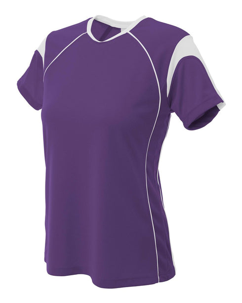 A4 Womens Color Blocked Pullover Top (NW3260), Color 'Purple/White'