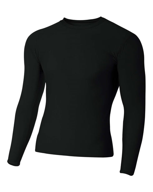 A4 Youth Long Sleeve Compression Crew (NB3133), Color 'Black'