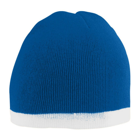 Augusta Sportswear Two-Tone Knit Beanie (6820), Color 'Royal/White'