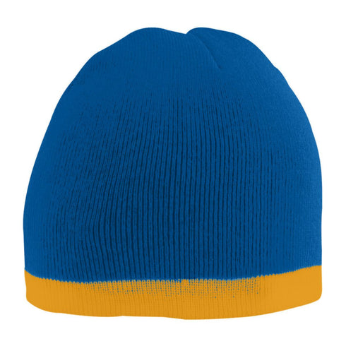 Augusta Sportswear Two-Tone Knit Beanie (6820), Color 'Royal/Gold'