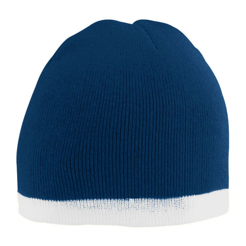 Augusta Sportswear Two-Tone Knit Beanie (6820), Color 'Navy/White'