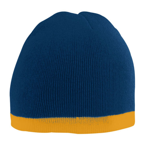 Augusta Sportswear Two-Tone Knit Beanie (6820), Color 'Navy/Gold'