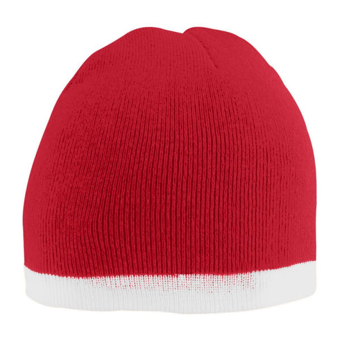 Augusta Sportswear Two-Tone Knit Beanie (6820), Color 'Red/White'