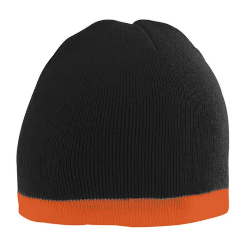 Augusta Sportswear Two-Tone Knit Beanie (6820), Color 'Black/Orange'