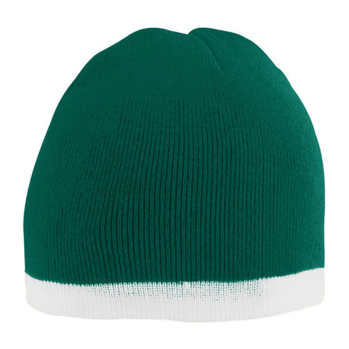 Augusta Sportswear Two-Tone Knit Beanie (6820), Color 'Dark Green/White'