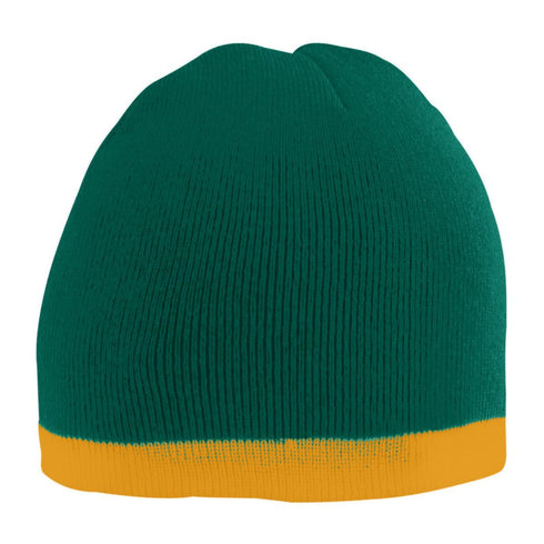 Augusta Sportswear Two-Tone Knit Beanie (6820), Color 'Dark Green/Gold'