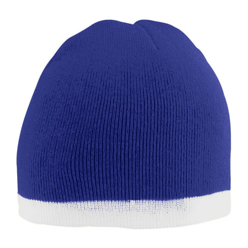 Augusta Sportswear Two-Tone Knit Beanie (6820), Color 'Purple/White'