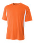 A4 Youth Cooling Performance Color Block Short Sleeve Crew (NB3181), Color 'Orange/White'