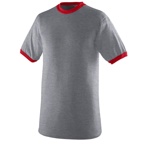 Augusta Sportswear Ringer T-Shirt (710), Color 'Athletic Heather/Red'