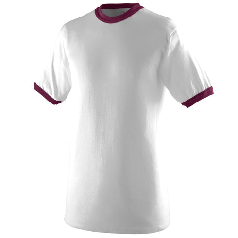 Augusta Sportswear Ringer T-Shirt (710), Color 'White/Maroon'