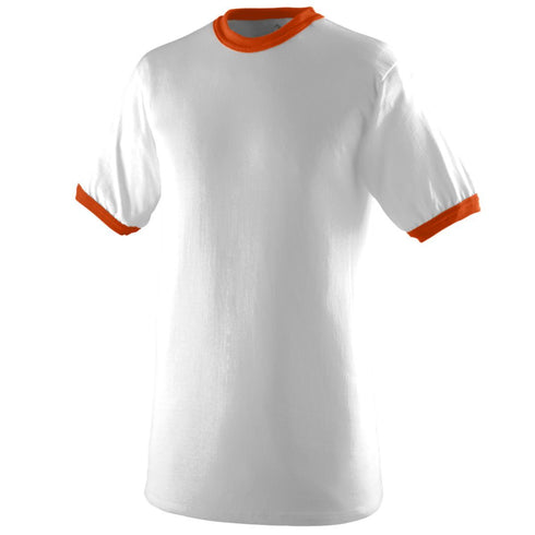 Augusta Sportswear Ringer T-Shirt (710), Color 'White/Orange'