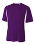 A4 Youth Cooling Performance Color Block Short Sleeve Crew (NB3181), Color 'Purple/White'