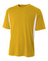 A4 Youth Cooling Performance Color Block Short Sleeve Crew (NB3181), Color 'Gold/White'