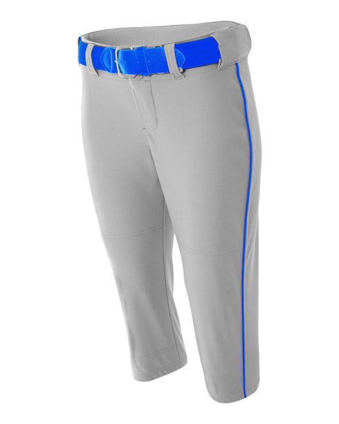 A4 Womens Softball Pant With Cording (NW6188), Color 'Grey/Royal'