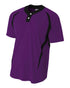 A4 2-Button Color Blocked Baseball Henley (N4229), Color 'Purple/Black'