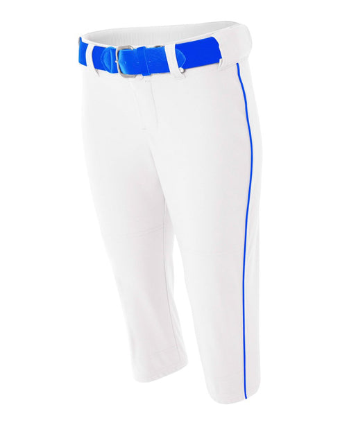 A4 Womens Softball Pant With Cording (NW6188), Color 'White/Royal'