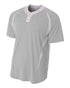 A4 2-Button Color Blocked Baseball Henley (N4229), Color 'Silver/White'
