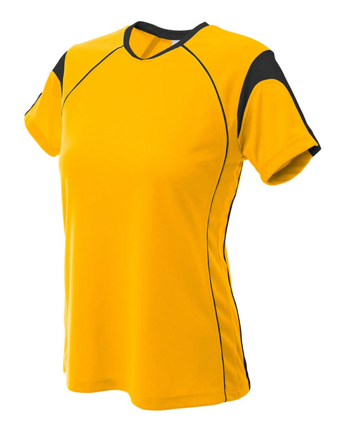 A4 Womens Color Blocked Pullover Top (NW3260), Color 'Gold/Black'