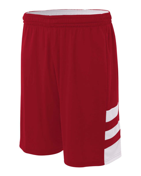 A4 8" Reversible Speedway Short (NB5334), Color 'Cardinal/White'