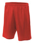A4 9" Lined Tricot Mesh Short (N5296), Color 'Scarlet'